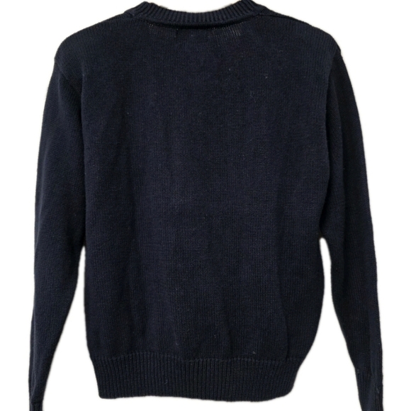 Vintage Worthington Cardigan Sweater Women's Size Small Embroidered Floral Navy - Picture 2 of 6